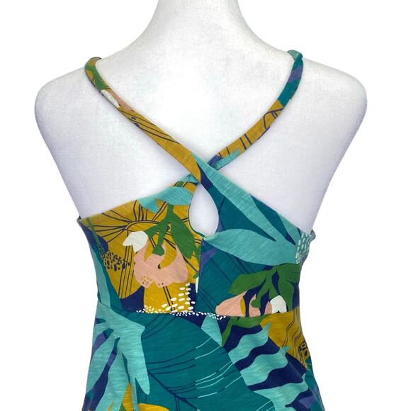 PATAGONIA Amber Dawn Dress Organic Jersey Athletic Strappy Tropical Print Sz XS - Picture 7 of 9